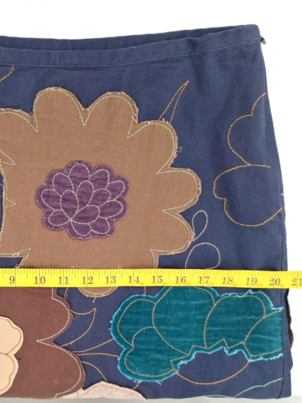Boden Vintage Floral A-Line Midi Skirt Appliqued Floral Pattern Size 12R - Picture 9 of 16